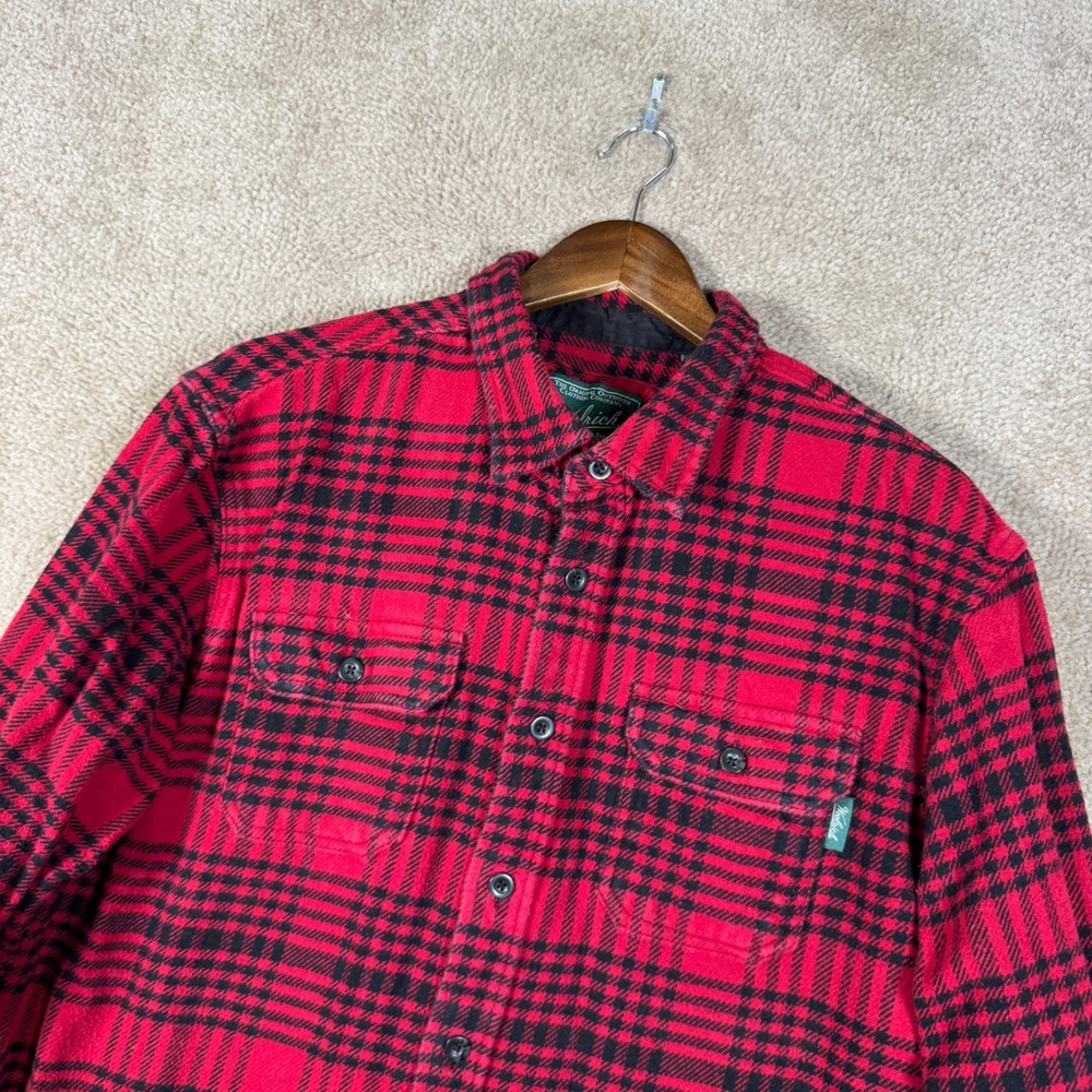 Woolrich Shacket Mens XL Red Black Plaid Flannel Button Up Shirt Jacket Outdoor